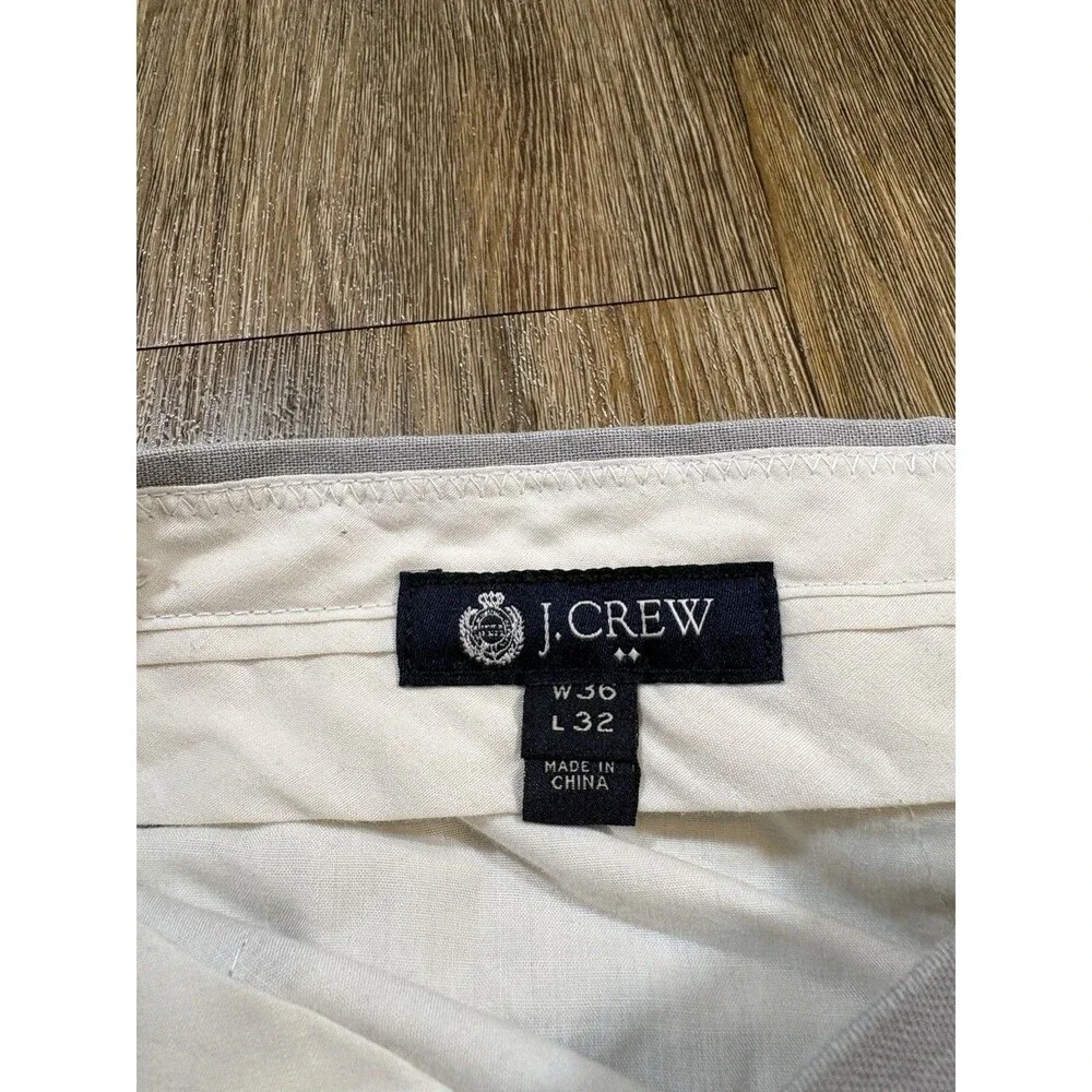 J Crew Classic Fit Chino Pants Cotton Linen Blend Men's 36x32 Gray